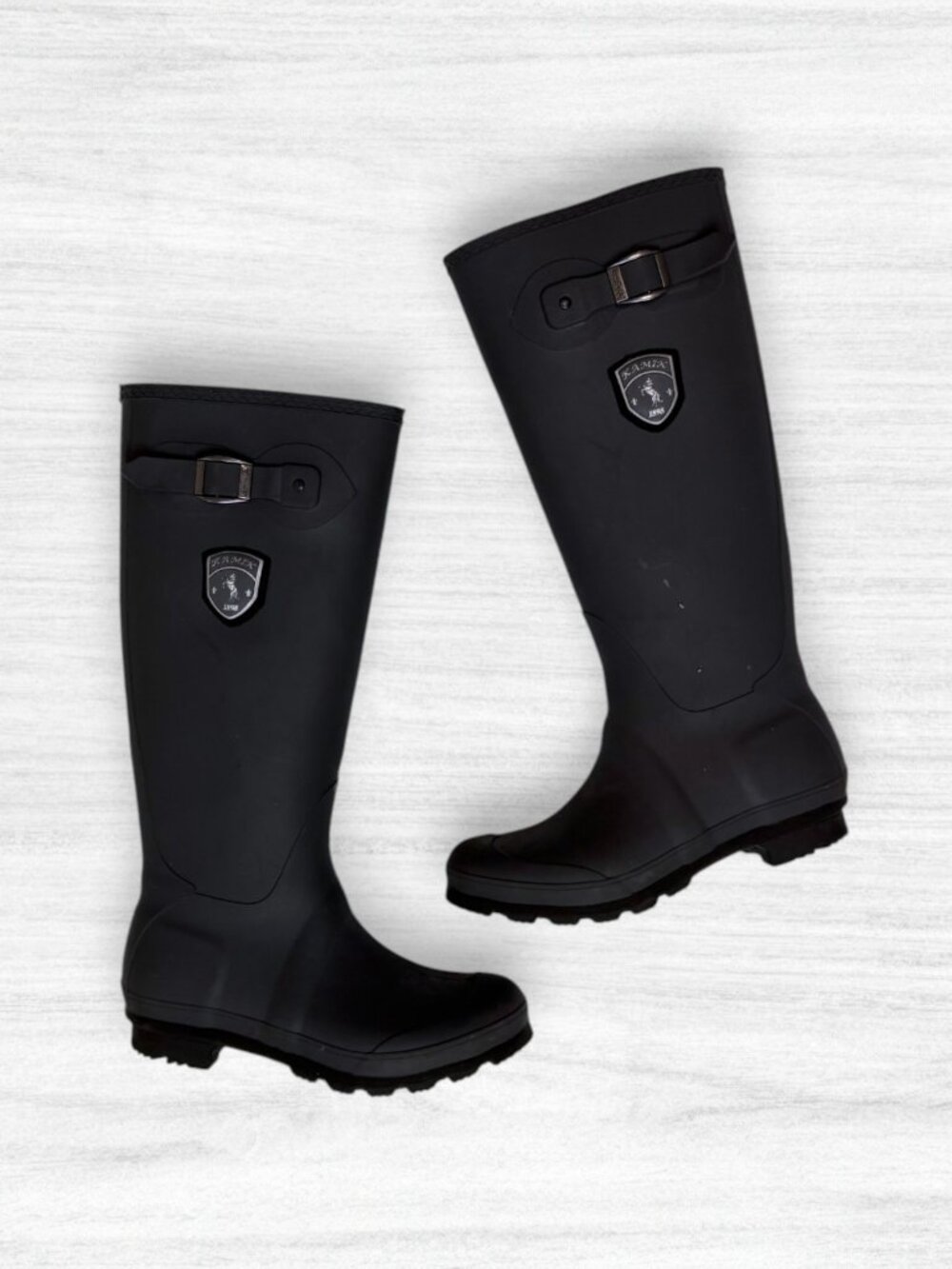 Kamik Jennifer Women's 7 Matte Black Tall Rubber Rain Boots Waterproof Buckle
